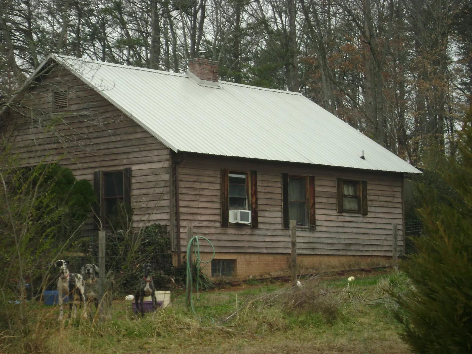 White metal roof on an old wood sided farmhouse in Allerton
